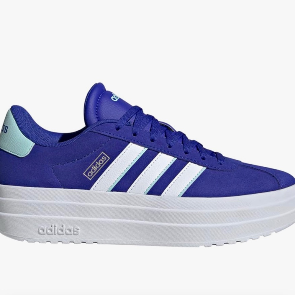 🌟ADIDAS VL Court Shoes Lucid Blue/White/Semi Flash Aqua Triple Stacked Sz.8.5 🧢
